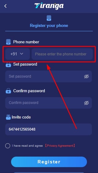 Type Your Mobile Number