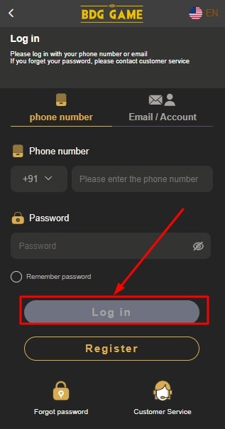 click on the login button