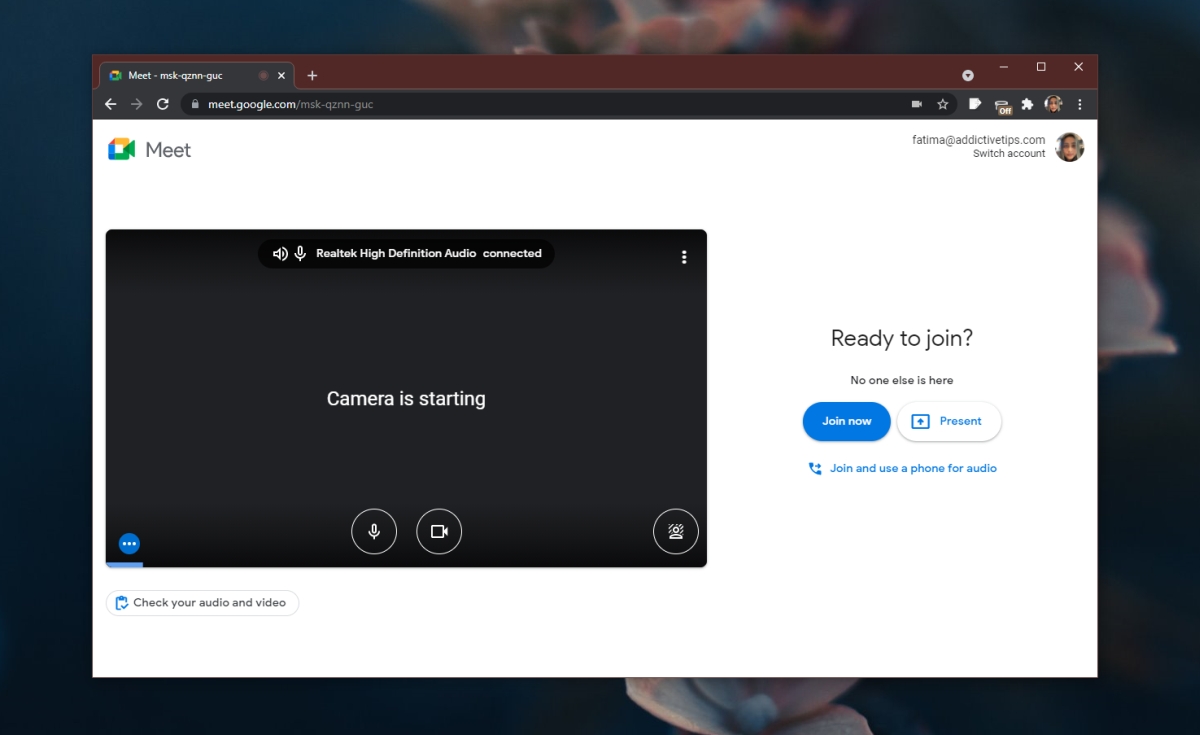 Google Meet Control Screen: Starting and Joining Meetings